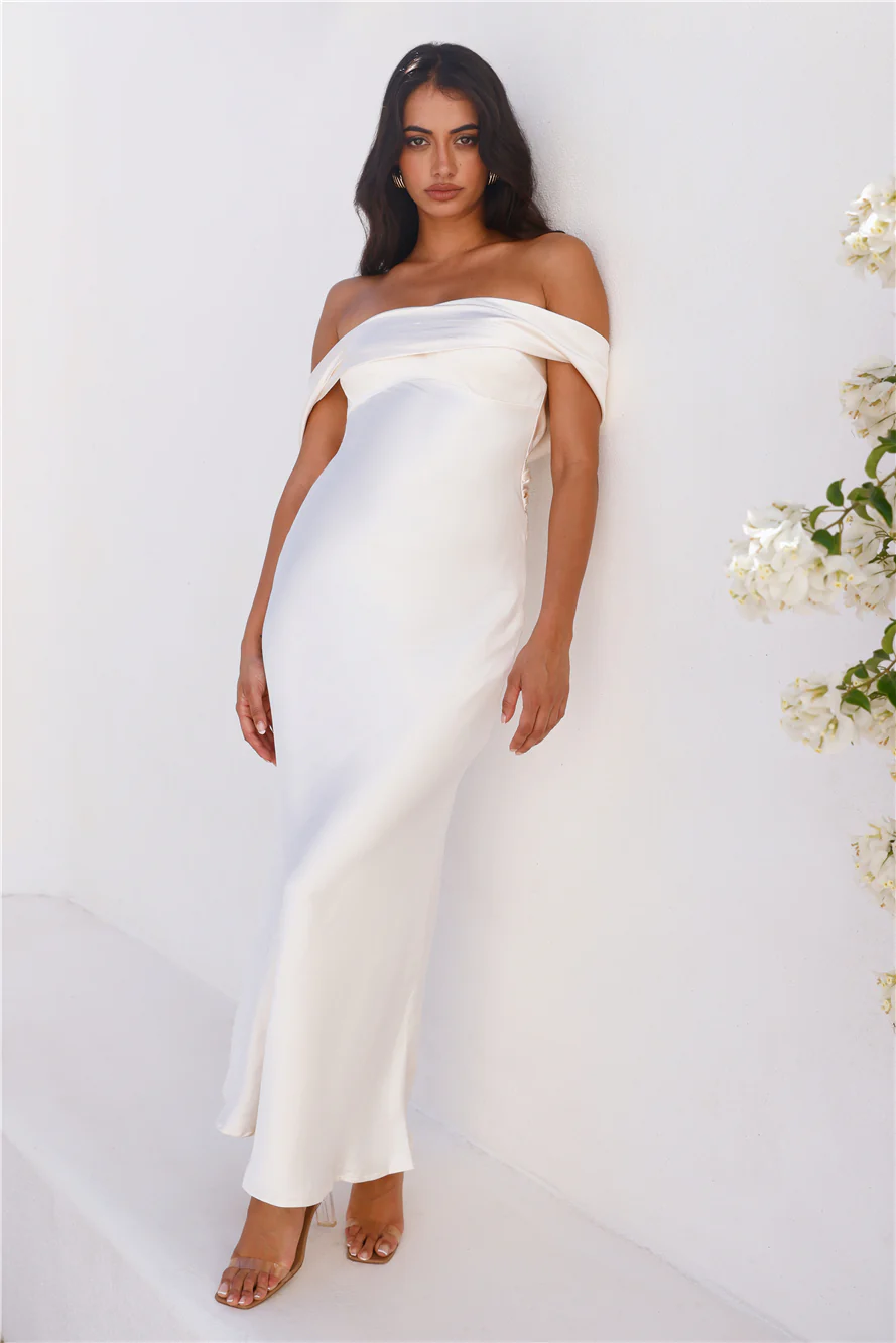 Precious Pearl Satin Maxi Dress