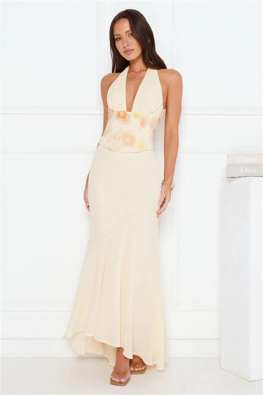 Silver Lining Love Halter Maxi Dress