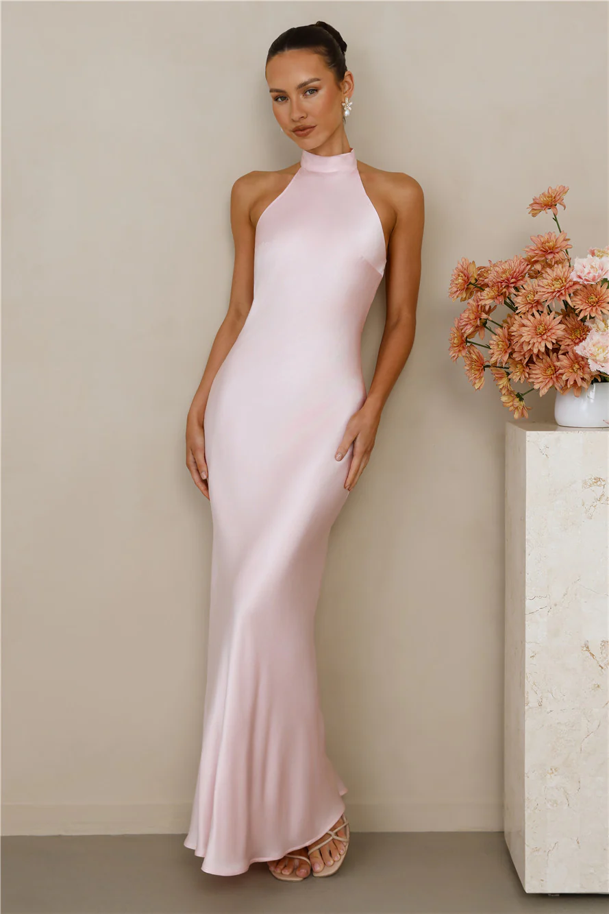 The Cleo Halter Satin Maxi Dress