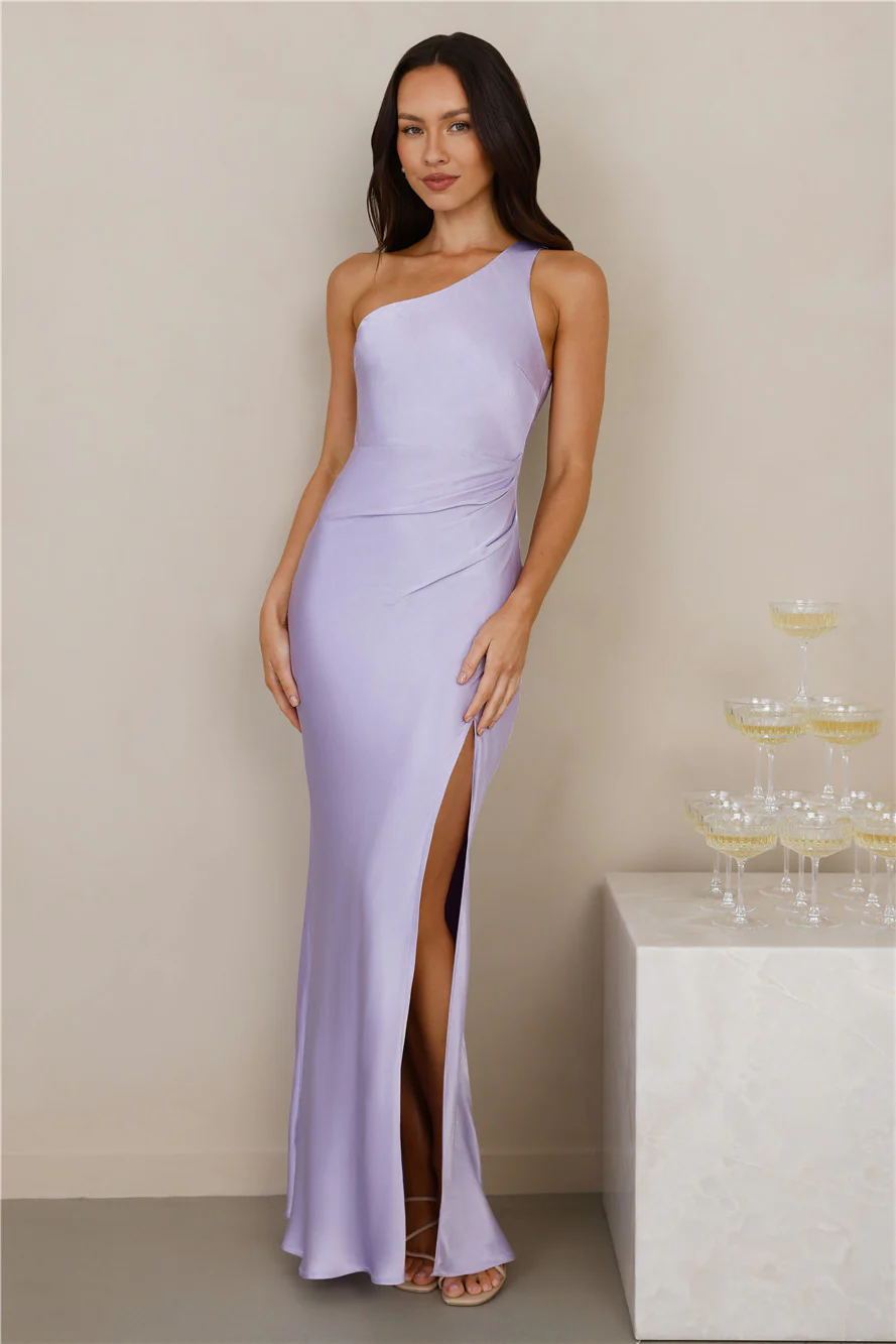 The Aurora One Shoulder Satin Maxi Dress