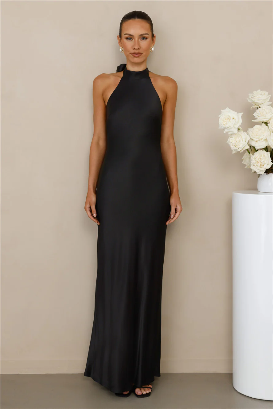The Cleo Halter Satin Maxi Dress