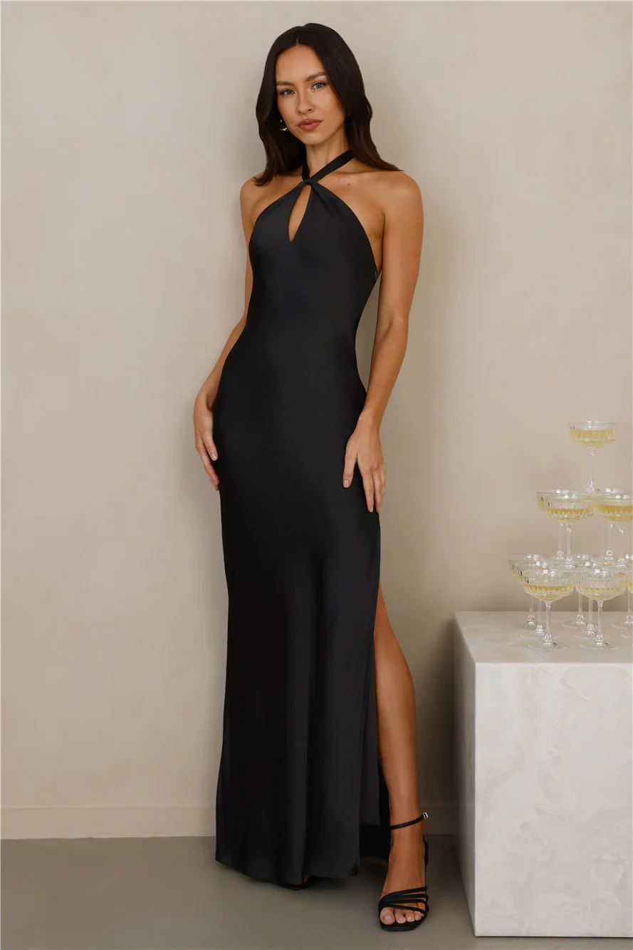 The Delilah Satin Halter Maxi Dress