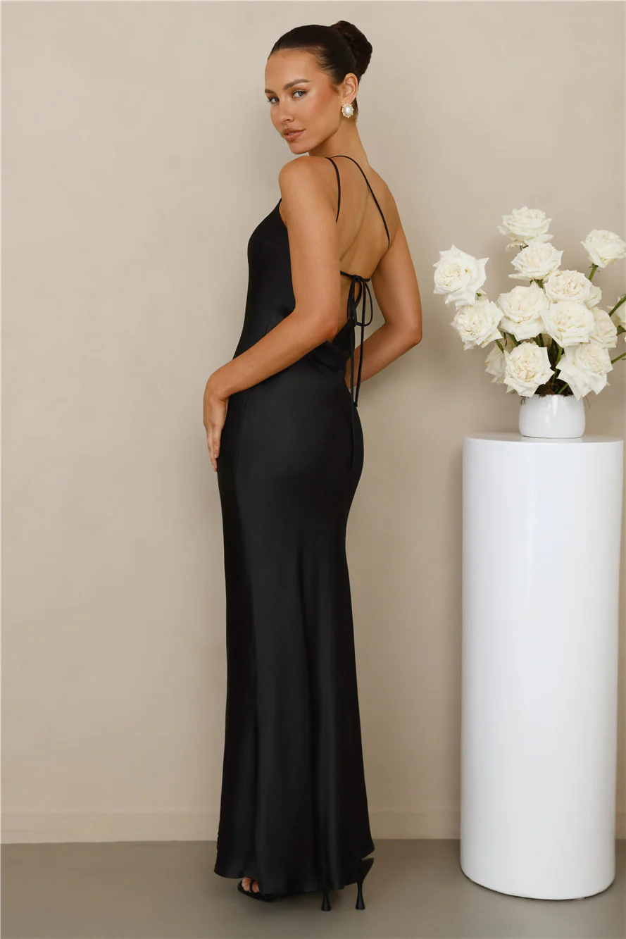 The Evangeline One Shoulder Satin Maxi Dress