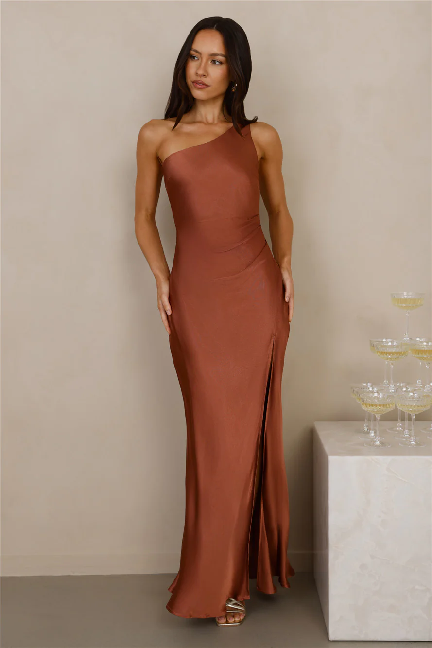 The Aurora One Shoulder Satin Maxi Dress