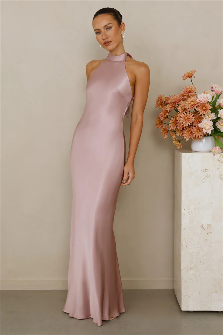 The Cleo Halter Satin Maxi Dress