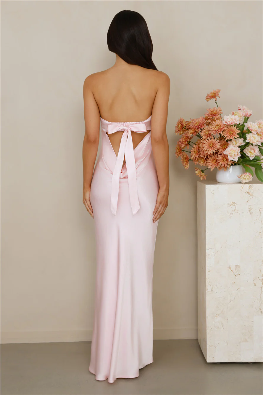 The Felicity Strapless Satin Maxi Dress