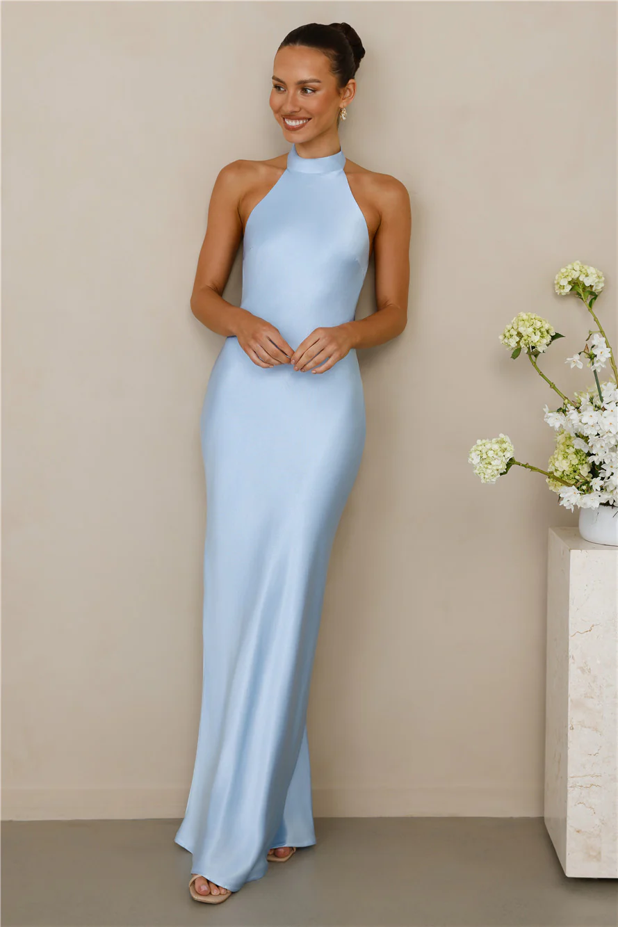 The Cleo Halter Satin Maxi Dress