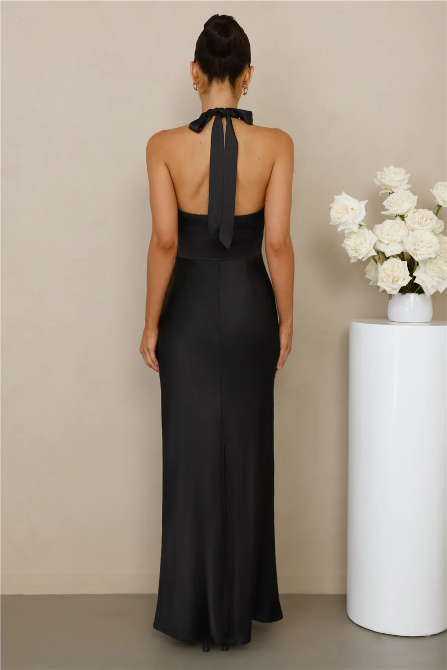 The Cleo Halter Satin Maxi Dress