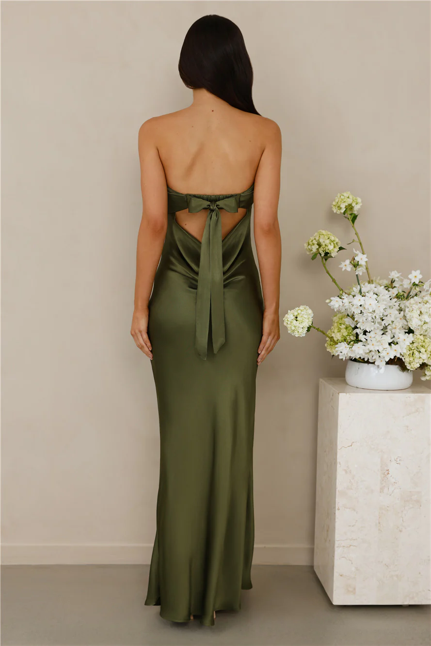 The Felicity Strapless Satin Maxi Dress