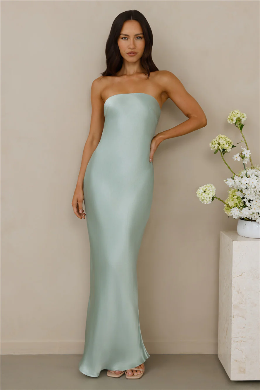 The Felicity Strapless Satin Maxi Dress