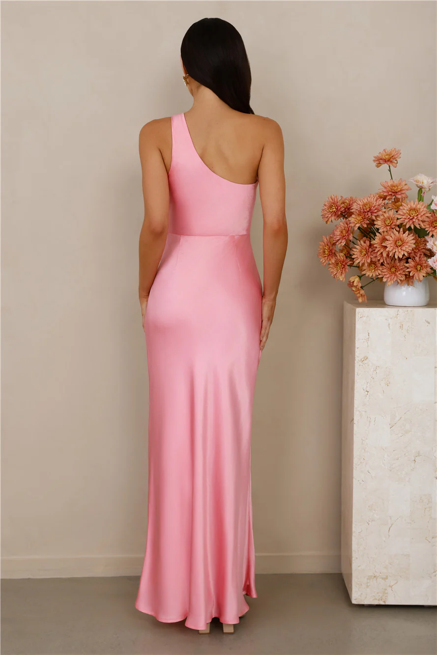 The Aurora One Shoulder Satin Maxi Dress
