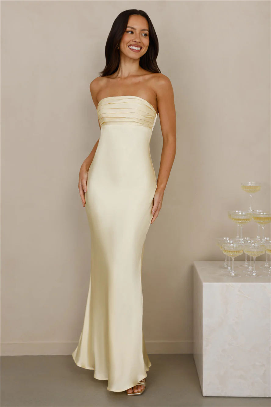 The Seraphina Strapless Satin Maxi Dress