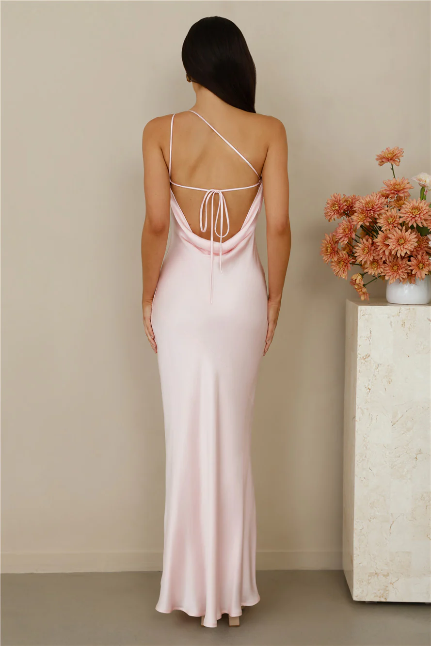 The Evangeline One Shoulder Satin Maxi Dress