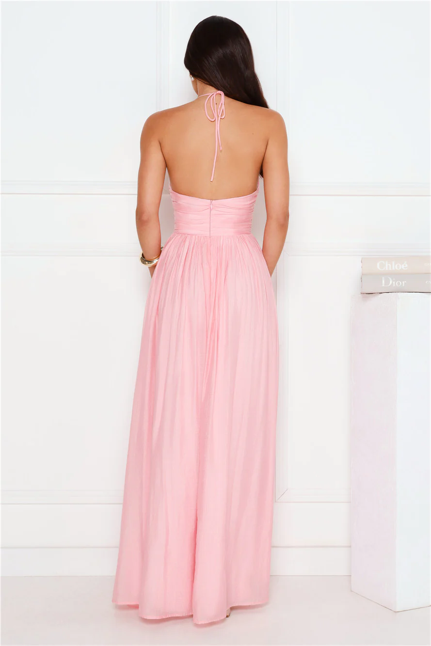 Hibiscus Hues Halter Maxi Dress