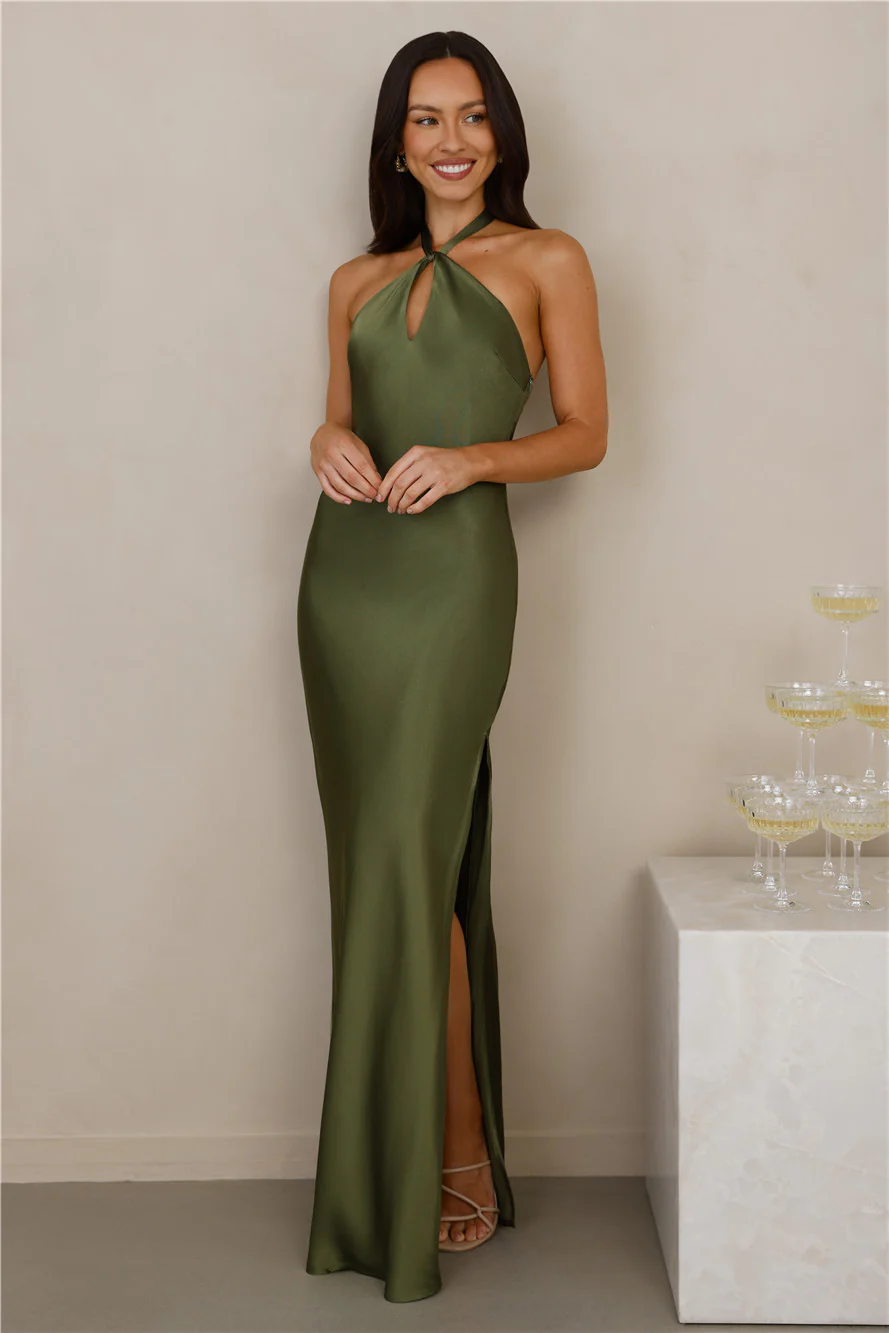 The Delilah Satin Halter Maxi Dress