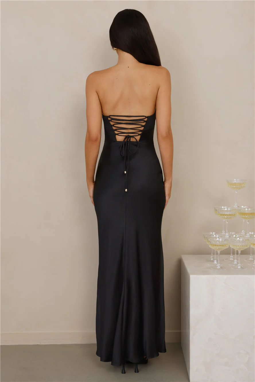 The Seraphina Strapless Satin Maxi Dress