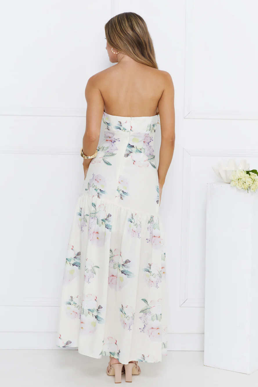 Sunset Whispers Strapless Maxi Dress