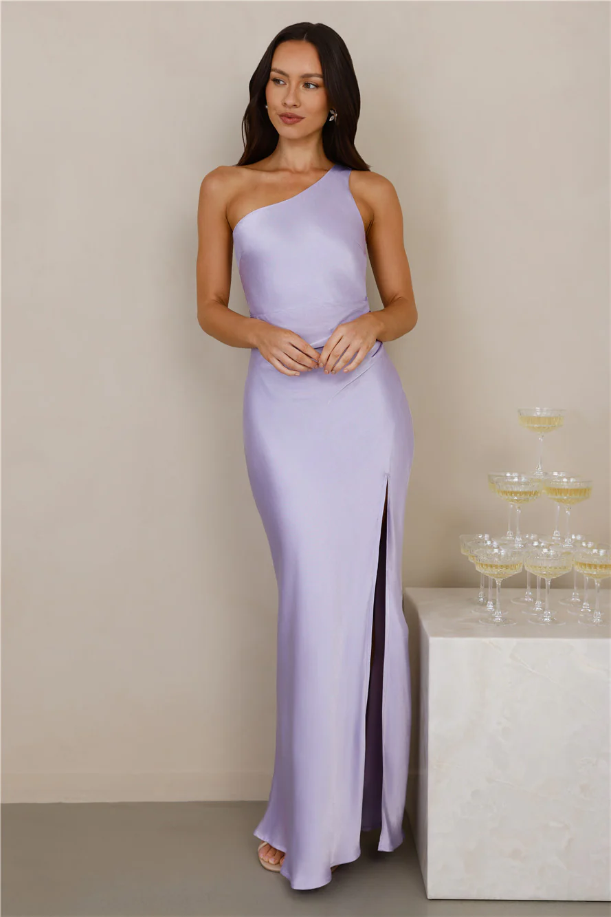 The Aurora One Shoulder Satin Maxi Dress