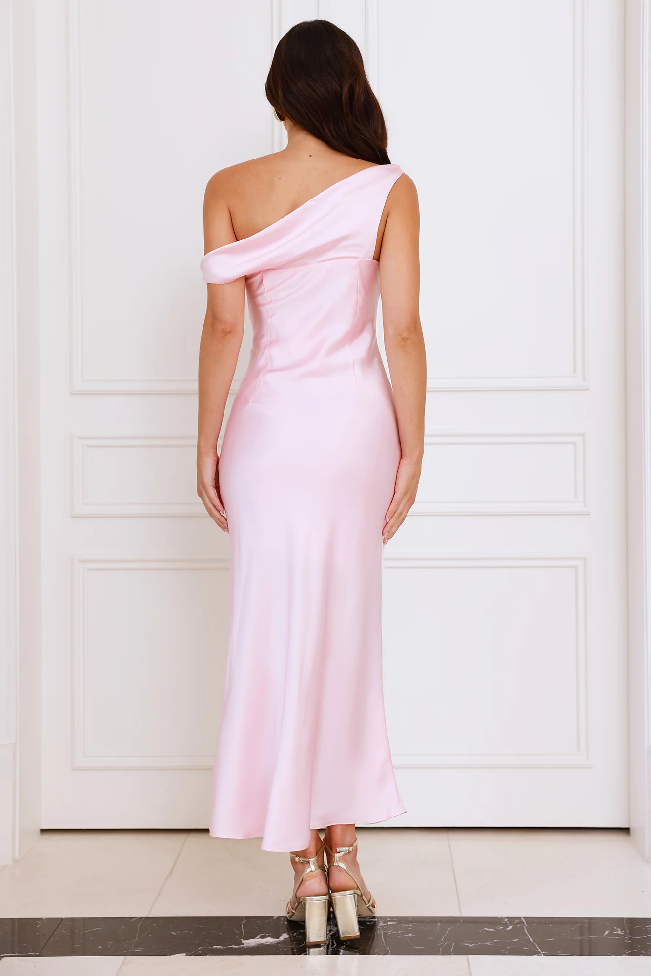 Stylish Season Off Shoulder Satin Midi Dress