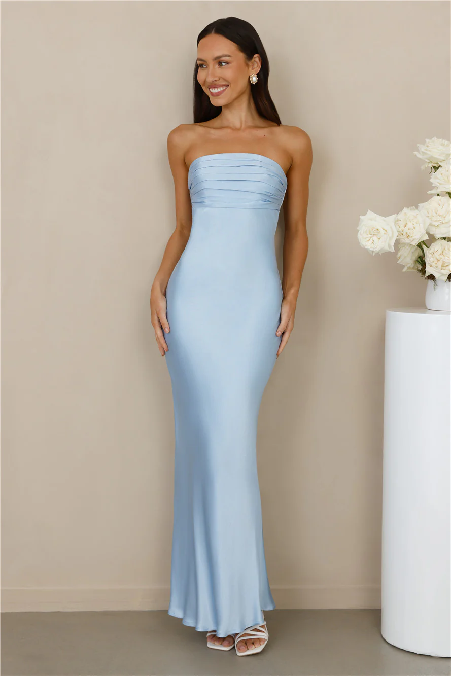 The Seraphina Strapless Satin Maxi Dress