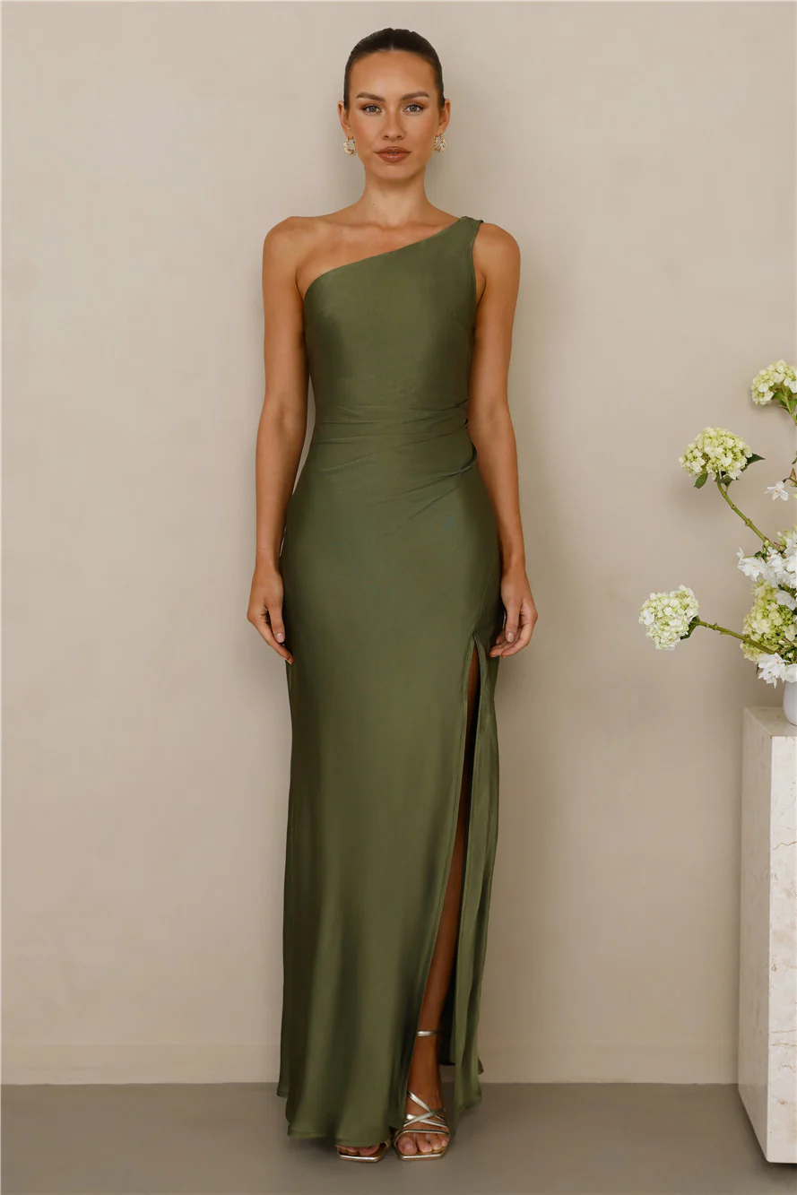 The Aurora One Shoulder Satin Maxi Dress