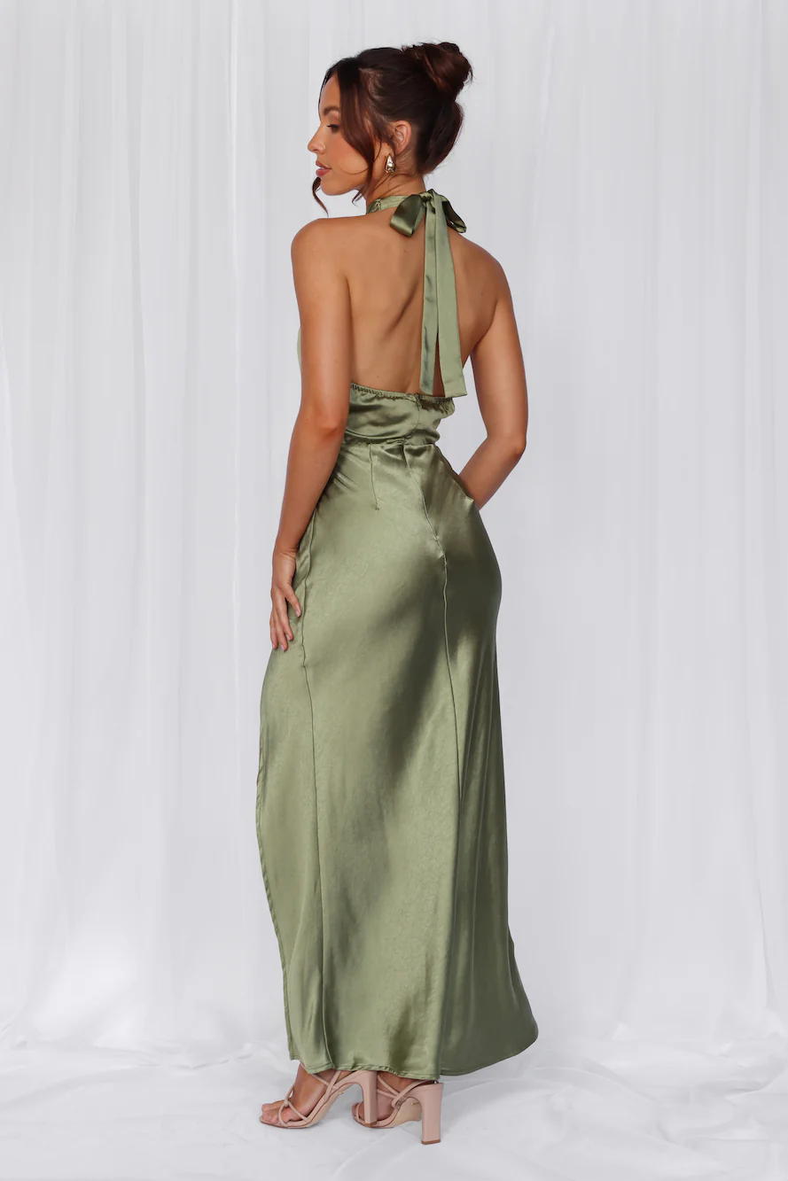 The Adeline Halter Satin Maxi Dress