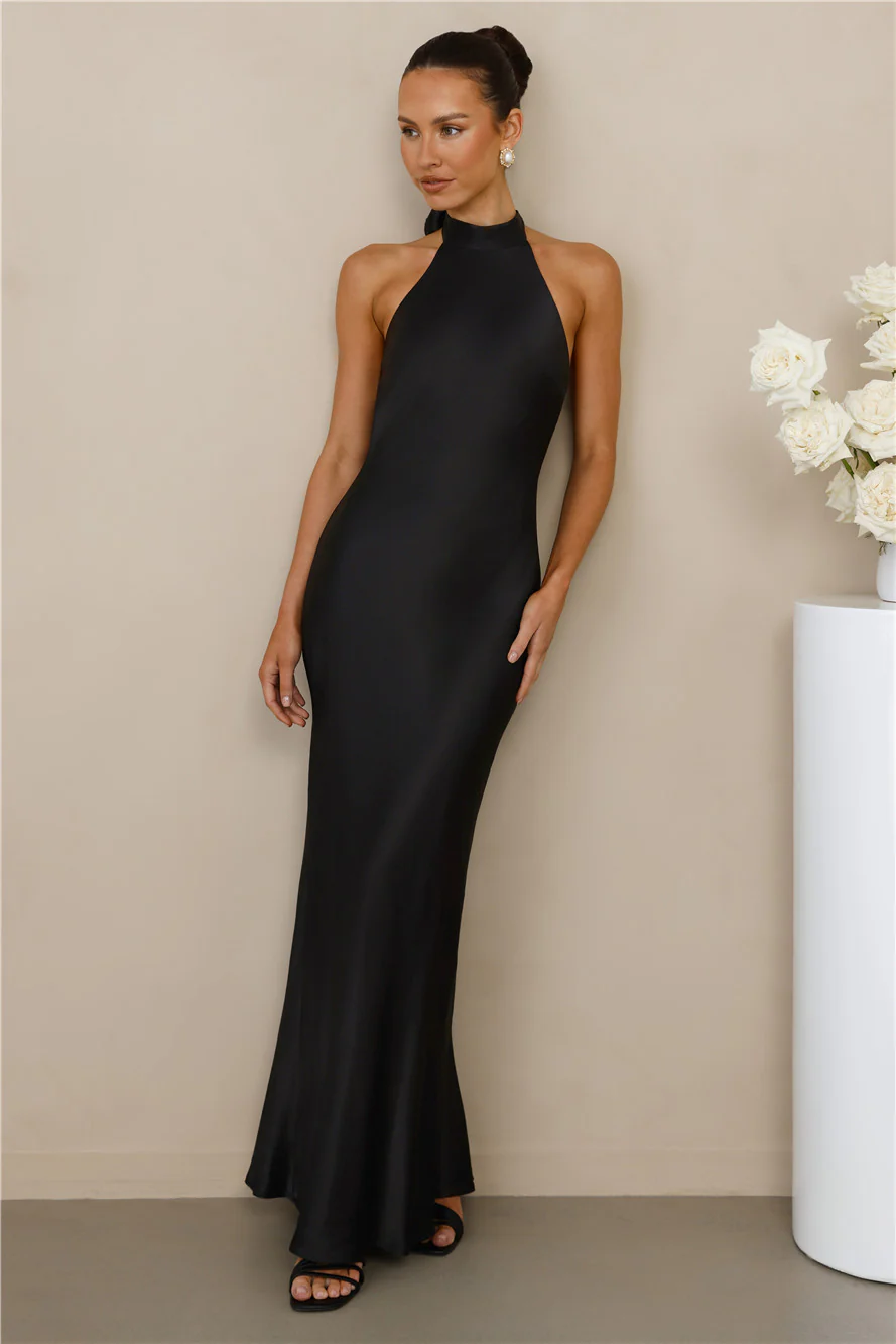 The Cleo Halter Satin Maxi Dress