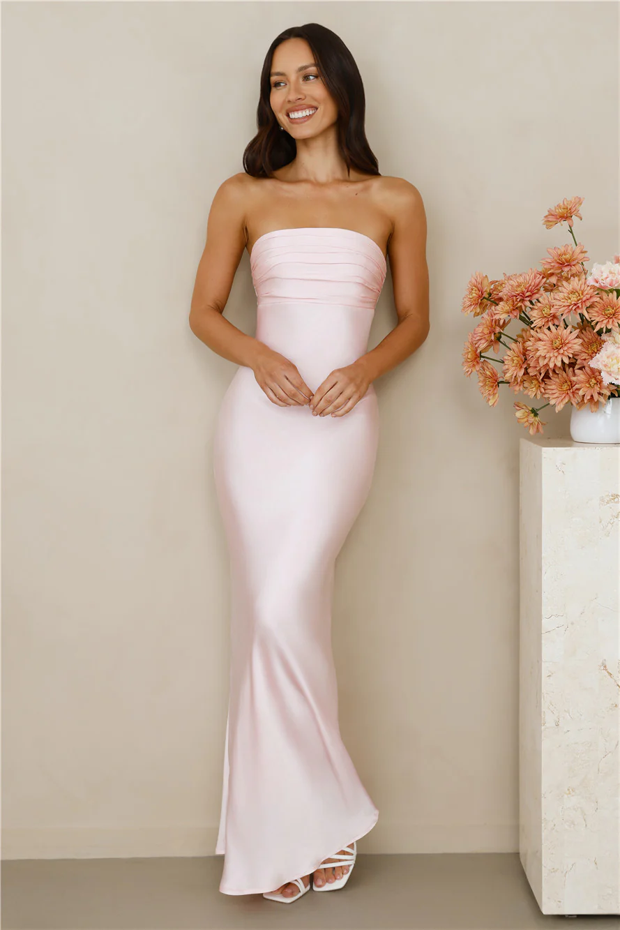 The Seraphina Strapless Satin Maxi Dress