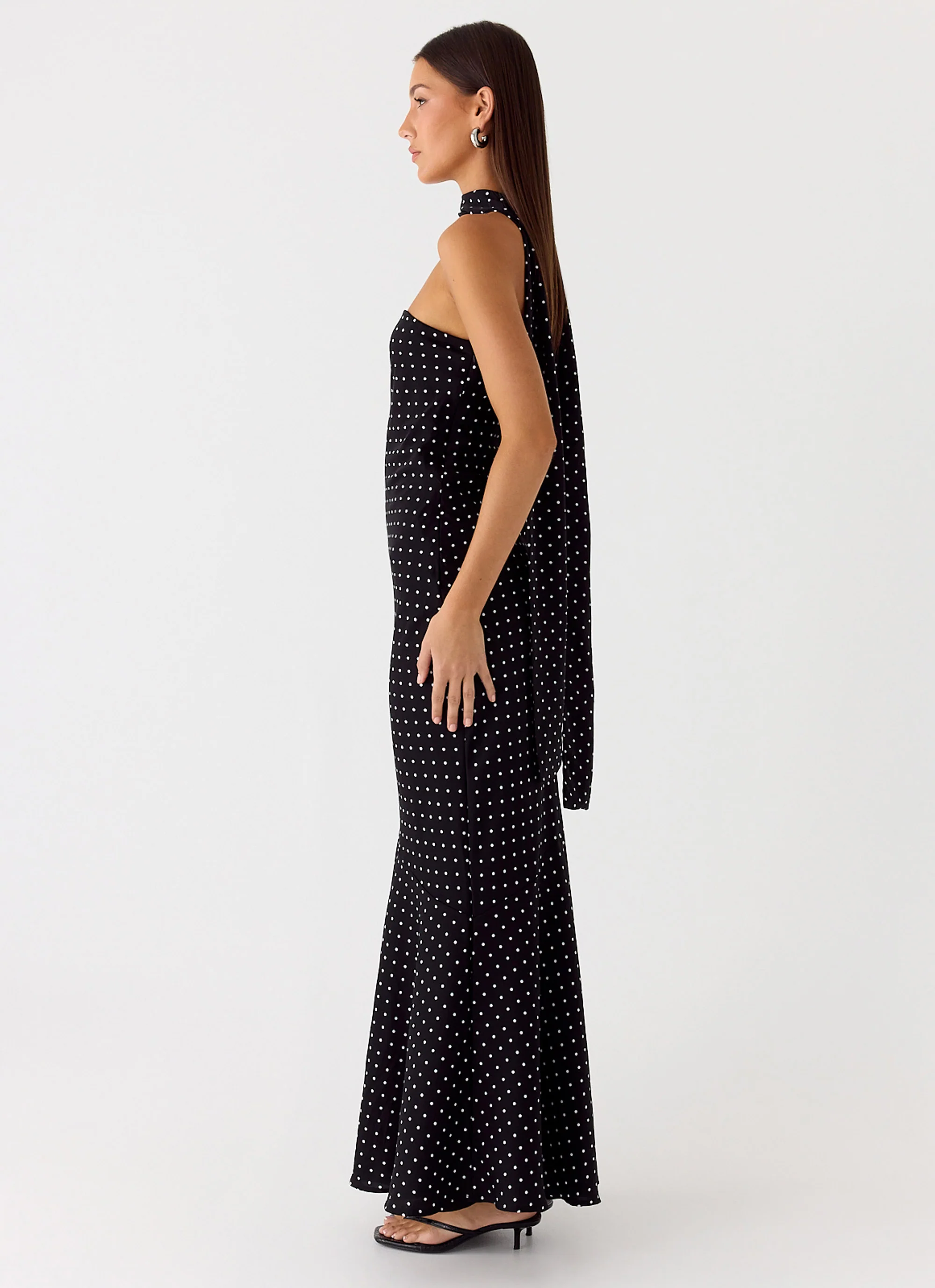 Under The Pagoda Maxi Dress - Black Polkadot