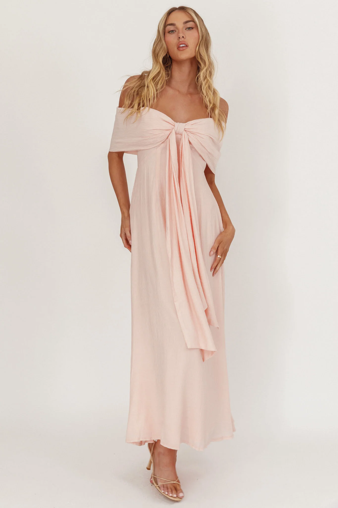 Lillibet Bow Tied Bust Midi Dress Pink