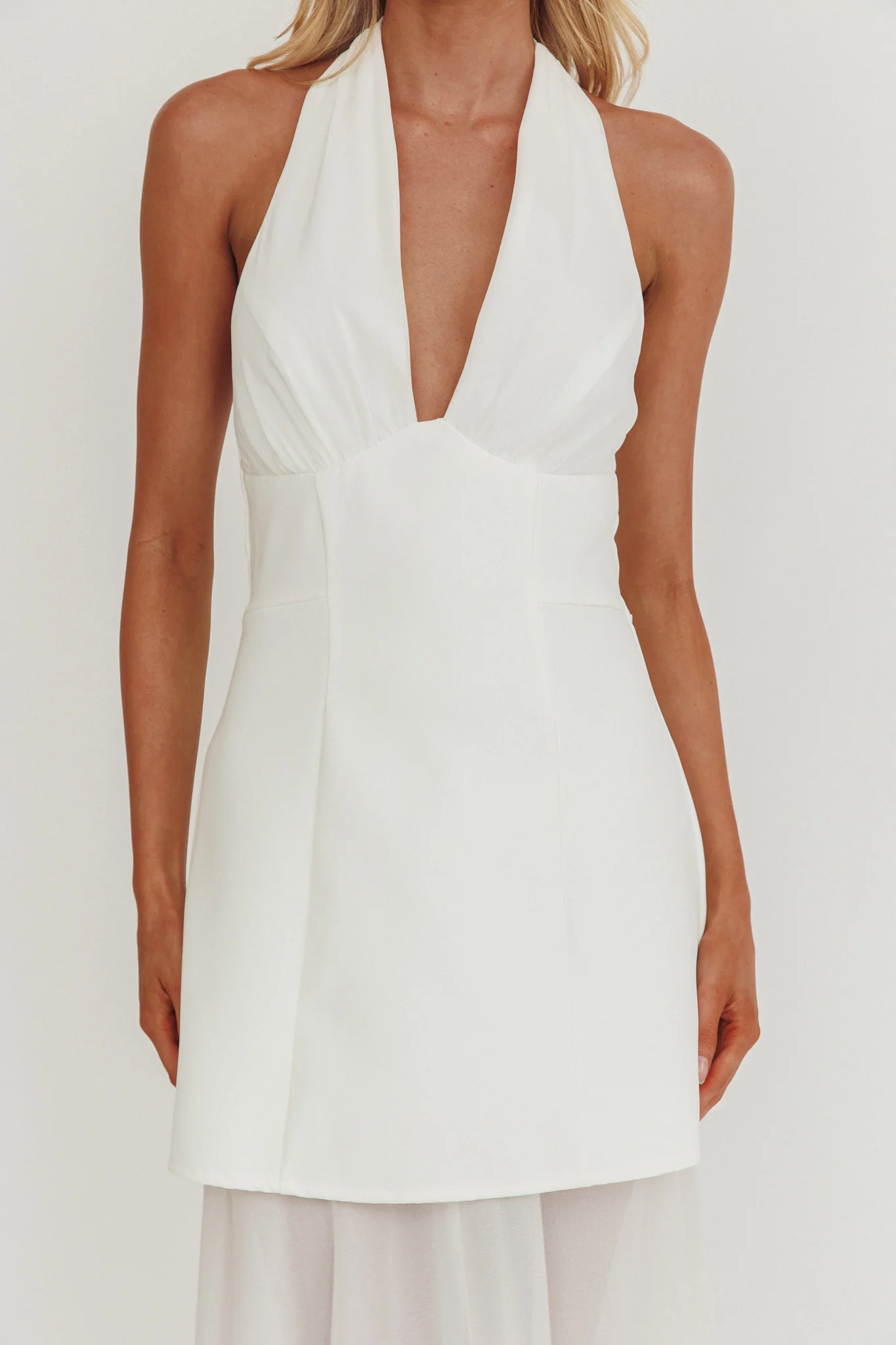 Opulent Halterneck Layered Maxi Dress White