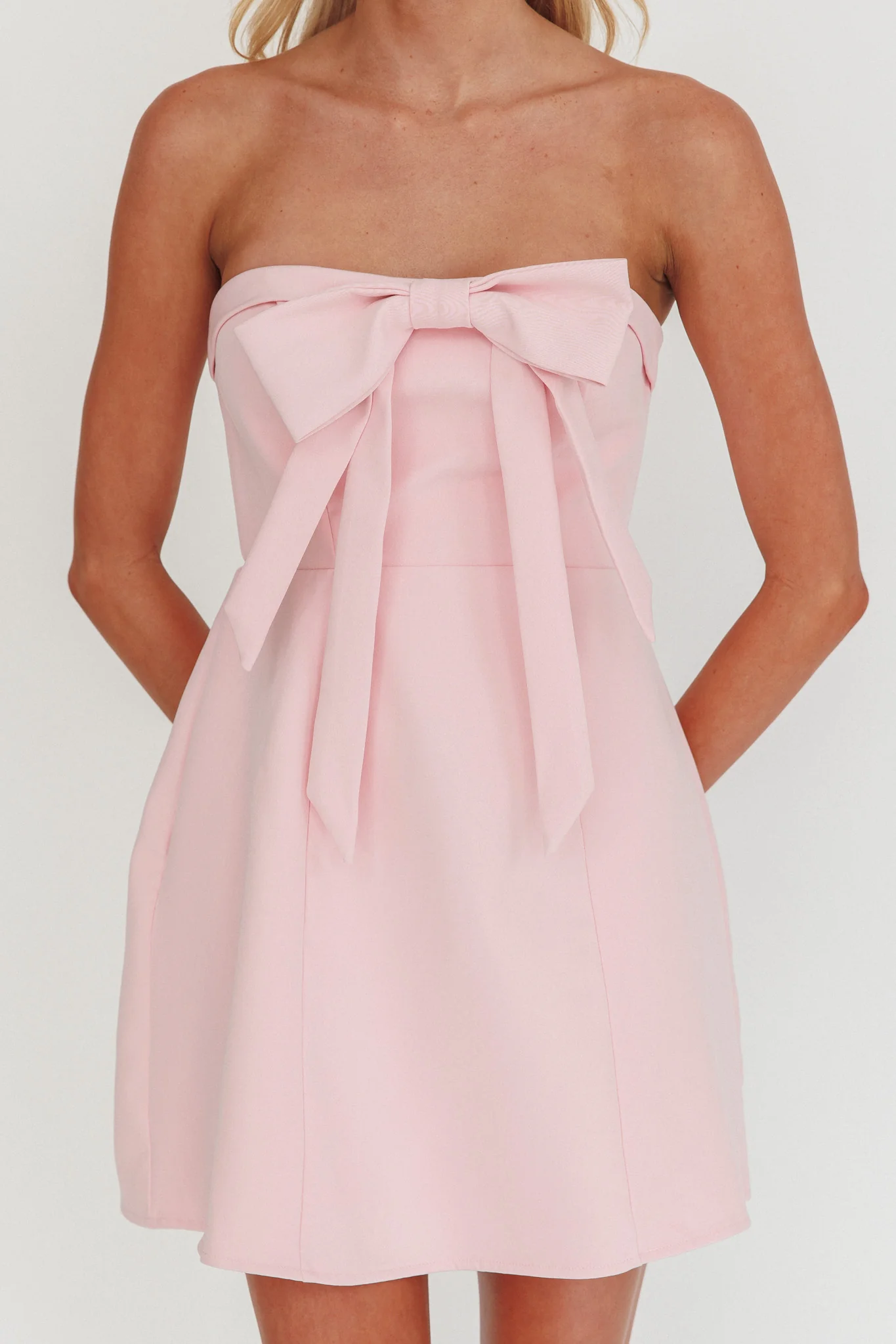 Lollipop Strapless Bow Bust Mini Dress Pink Sorbet