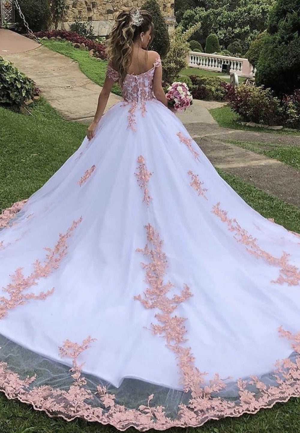 Unthony - Amazing Off Shoulder White Lace Long Prom Dress