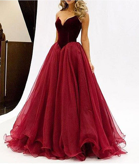 Unthony - A Line Red Prom Dresses
