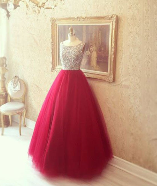Unthony - Round Neck Red Prom Dresses