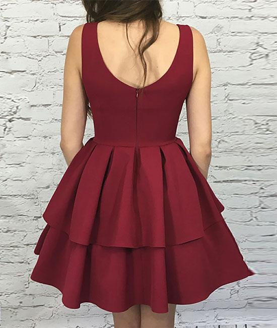 Unthony - Cute Sweetheart Neck Burgundy Prom Dress