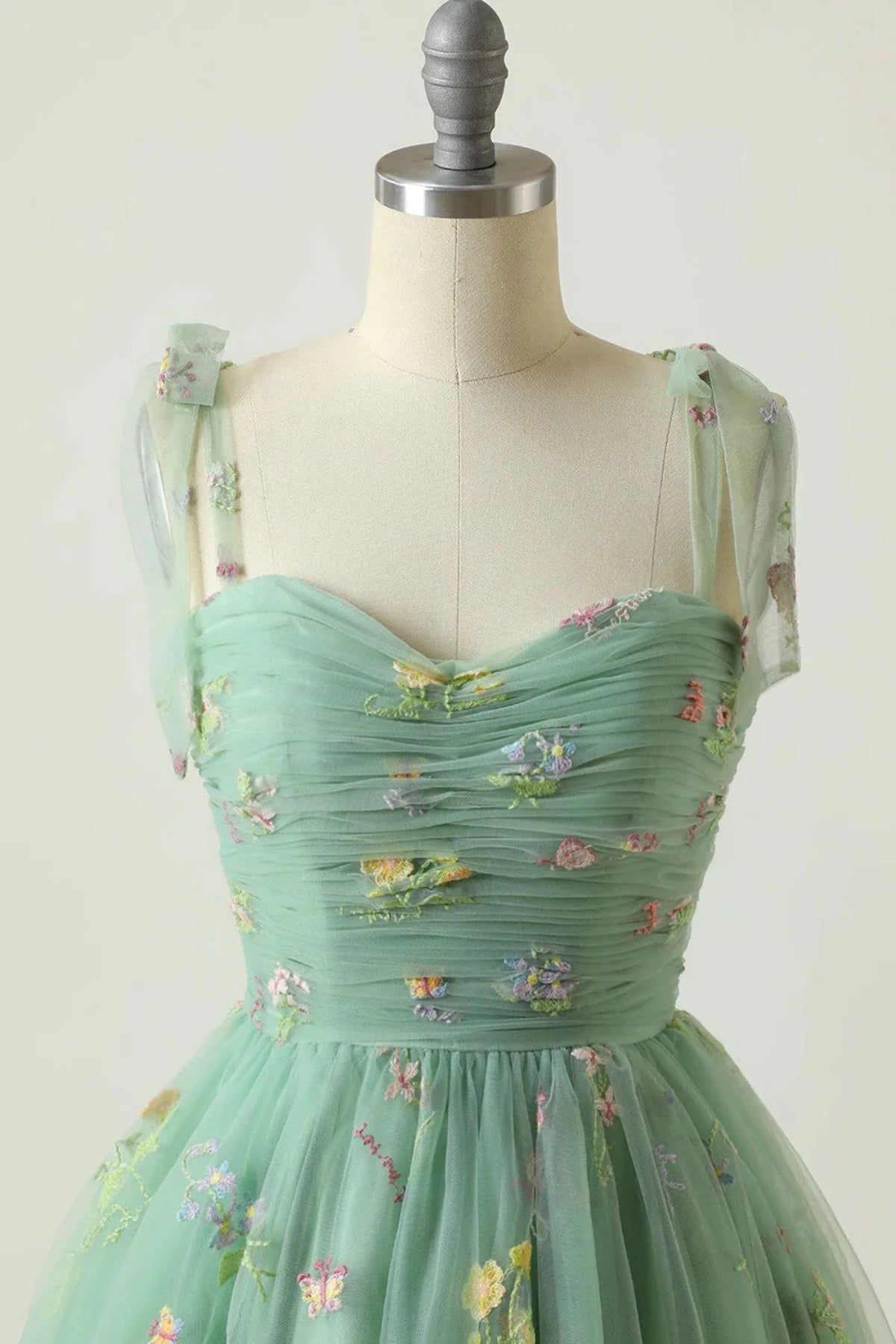 Unthony - Princess Green/Blue/Pink Short Prom Dress with 3D Flowers