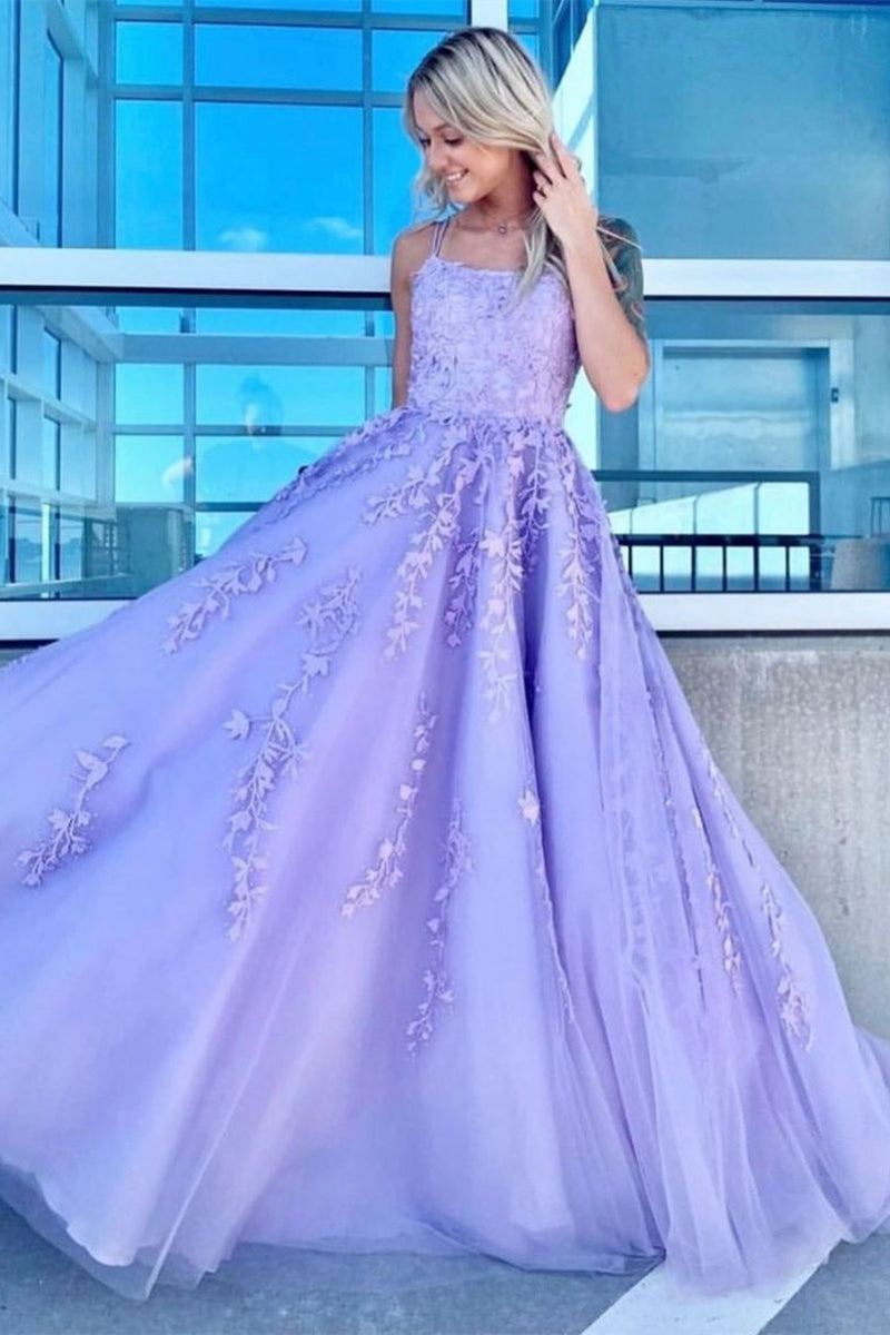 Unthony - Gorgeous Lilac Lace Long Prom Dress