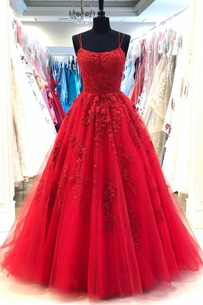 Unthony - Backless Red Lace Long Prom Dress