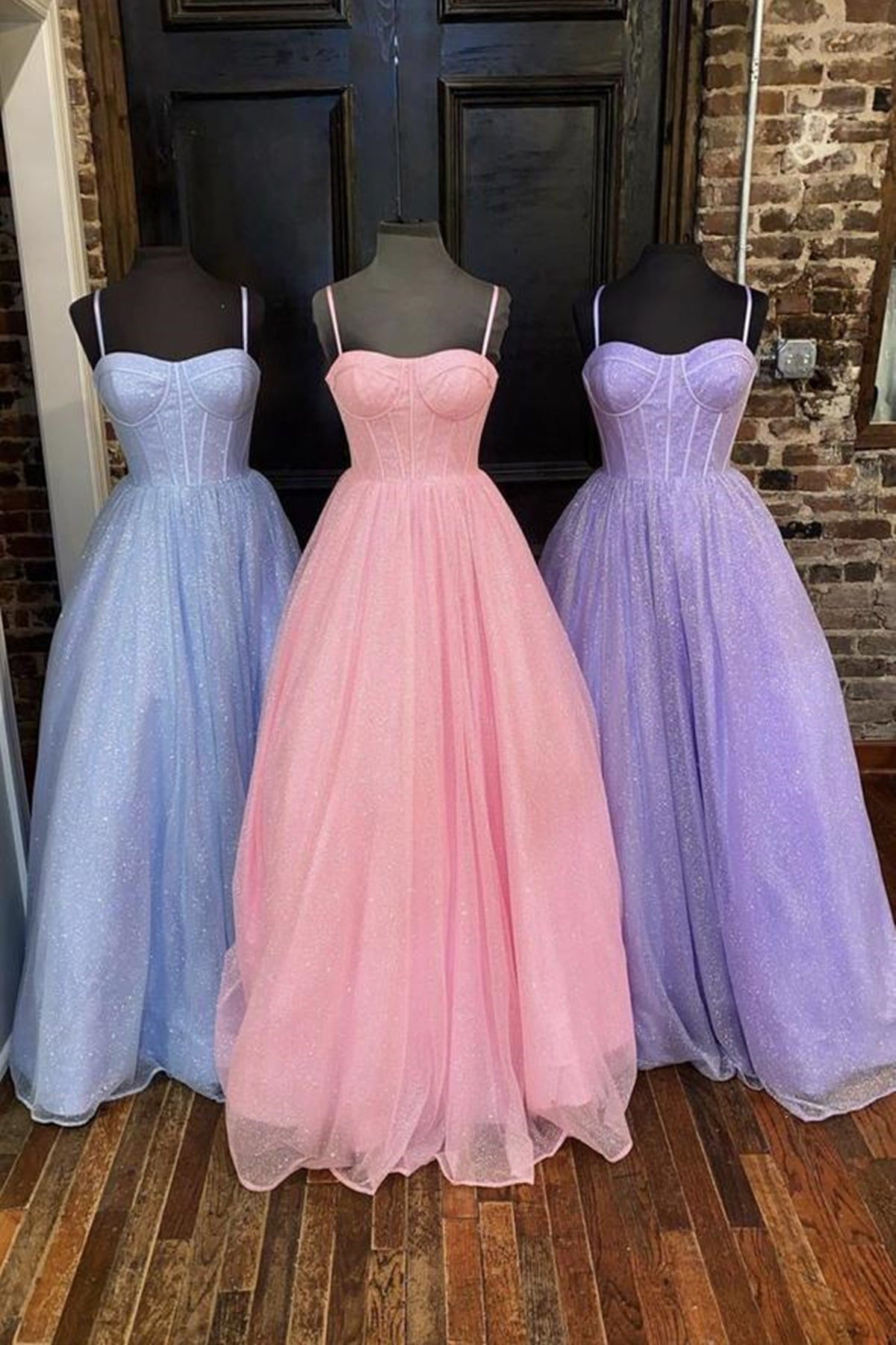 Unthony - Shiny Tulle Open Back Pink/Lilac/Blue Long Prom Dress