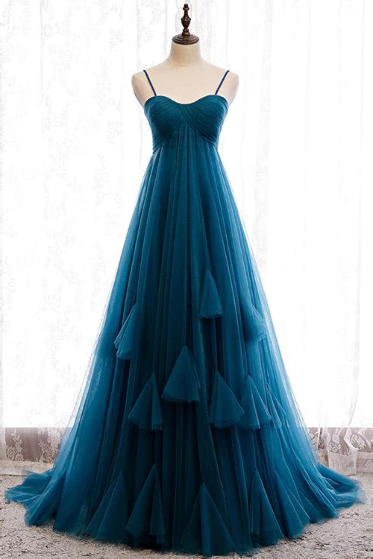 Unthony - Sweetheart Neck Blue Long Prom Dress