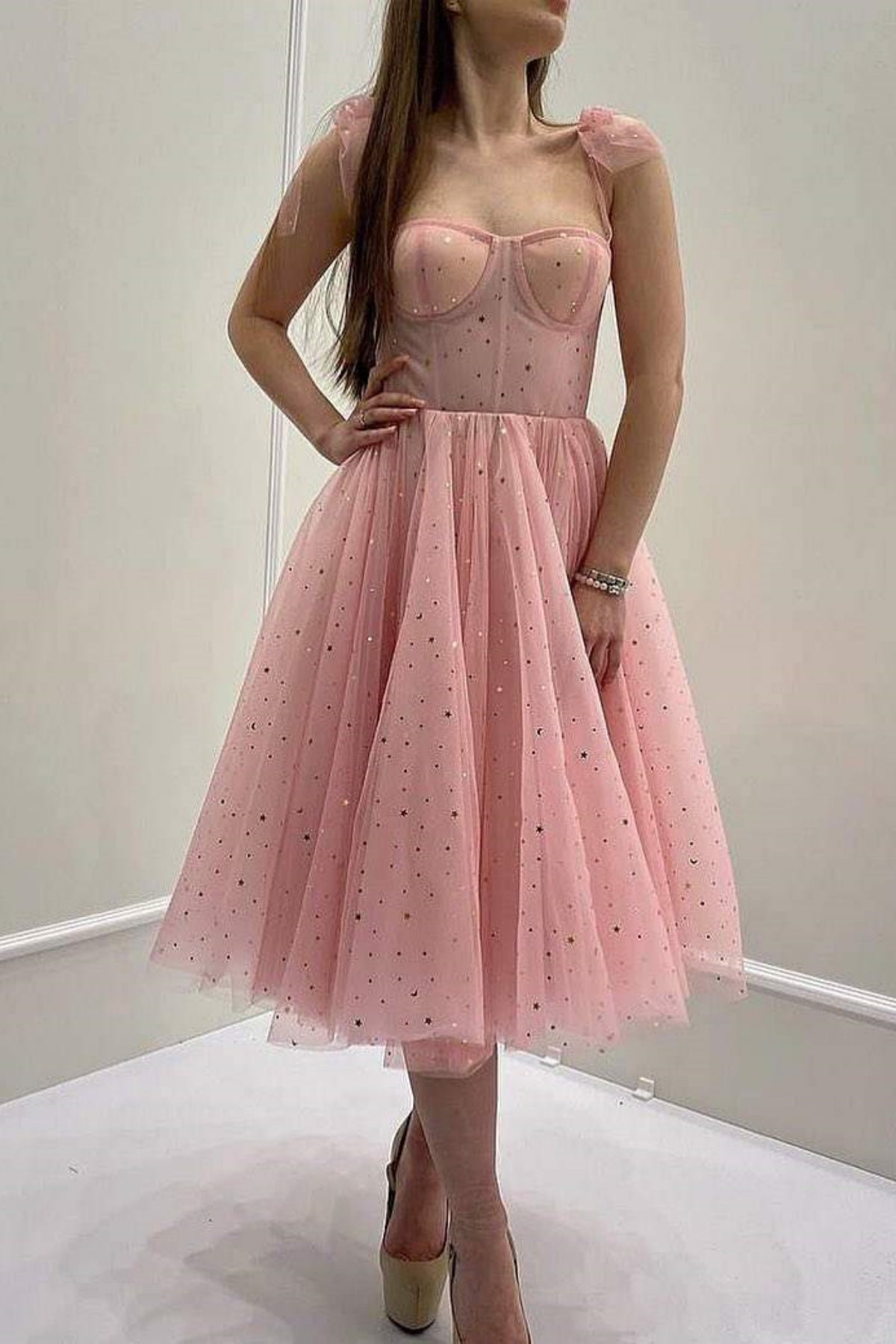 Unthony - Princess Pink Tulle Short Prom Dress