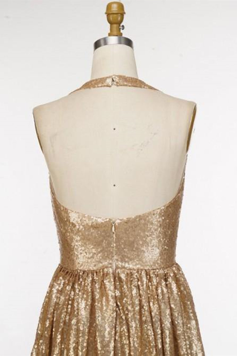 Unthony - Halter V Neck Backless Green/Burgundy/Champagne Long Prom Dress