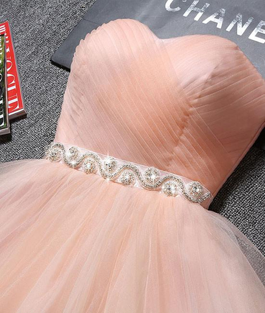 Unthony - Cute Sweetheart Neck Backless Pink Short Prom Dresses