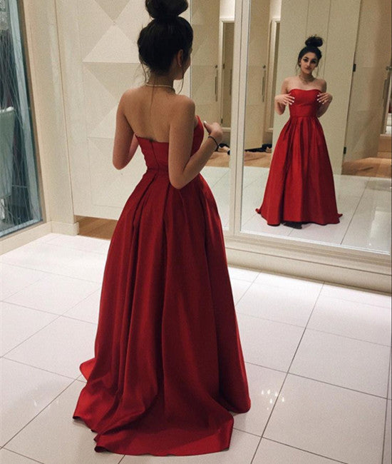 Unthony - Simple Fluffy Red Prom Dresses