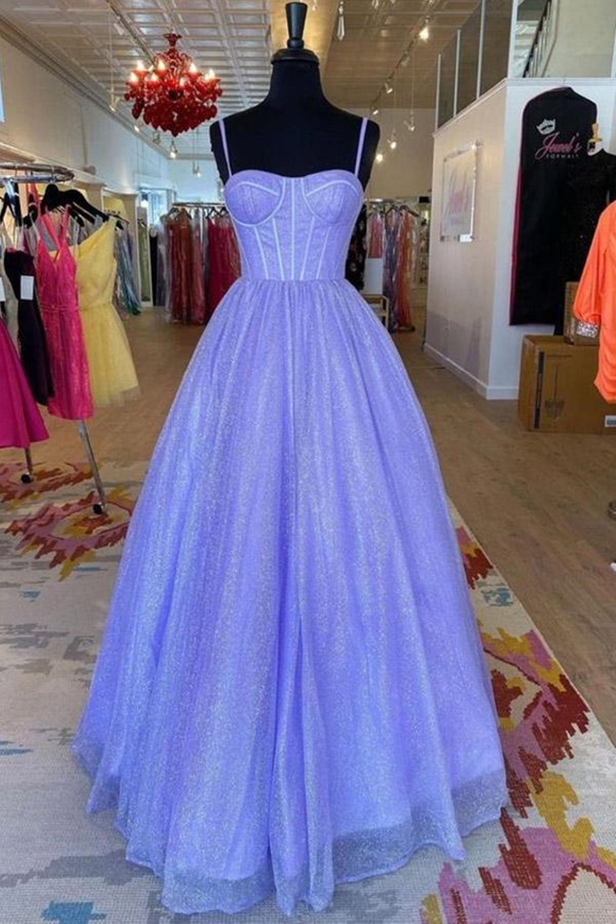 Unthony - Shiny Tulle Open Back Pink/Lilac/Blue Long Prom Dress