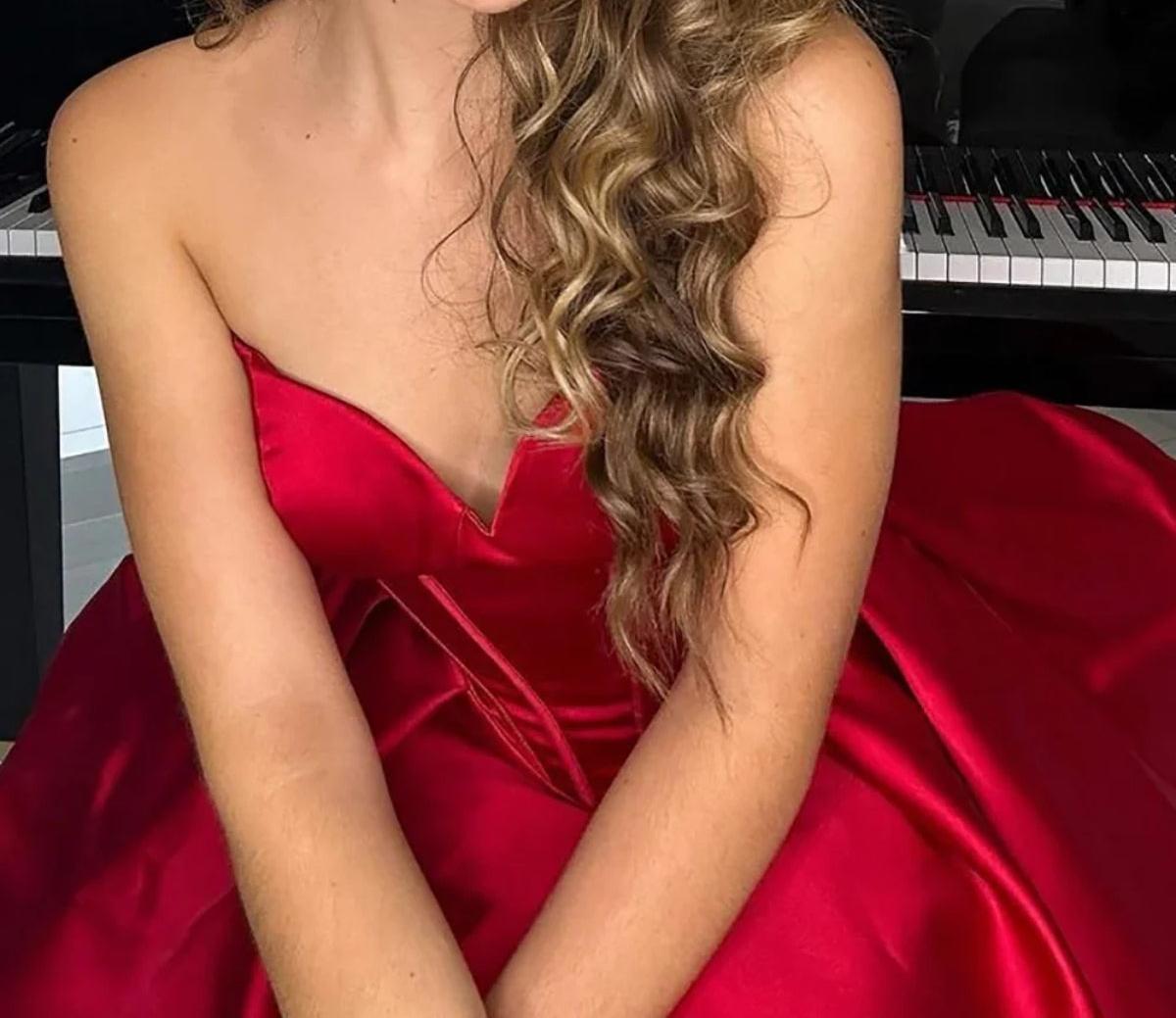 Unthony - Princess Strapless Red Short Prom Dress