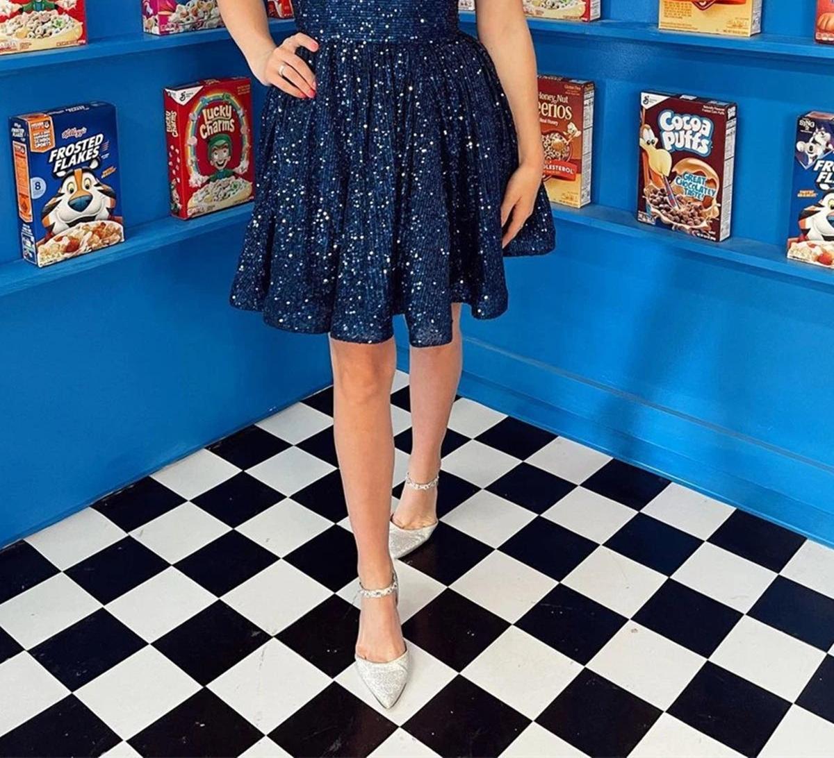 Unthony - Shiny One Shoulder Navy Blue Short Prom Homecoming Dresses