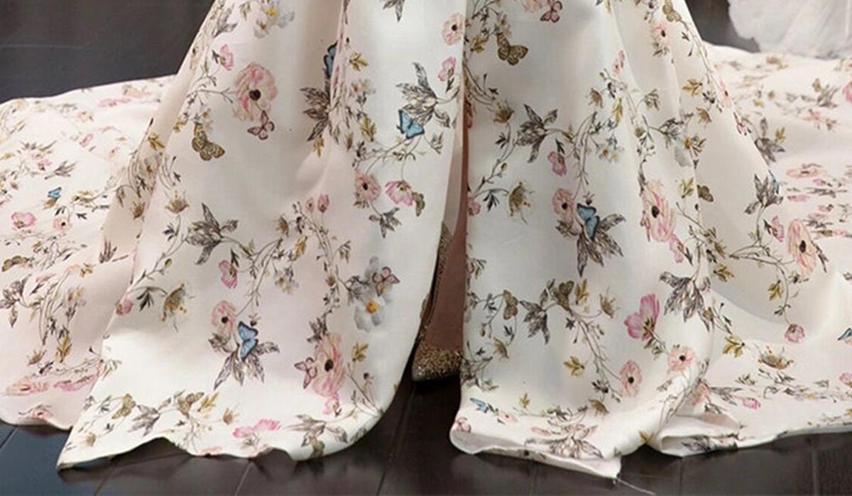 Unthony - Stylish Long Sleeves Printed Pattern Long Prom Dress with High Slit