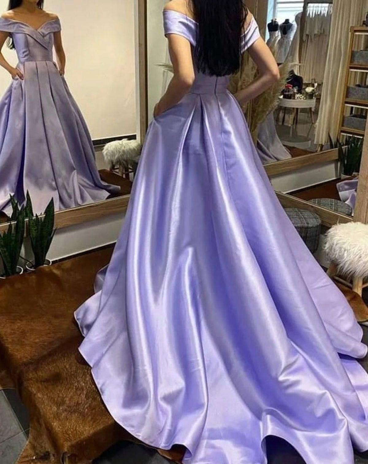 Unthony - Off Shoulder Royal Blue/Purple/White Long Prom Dress